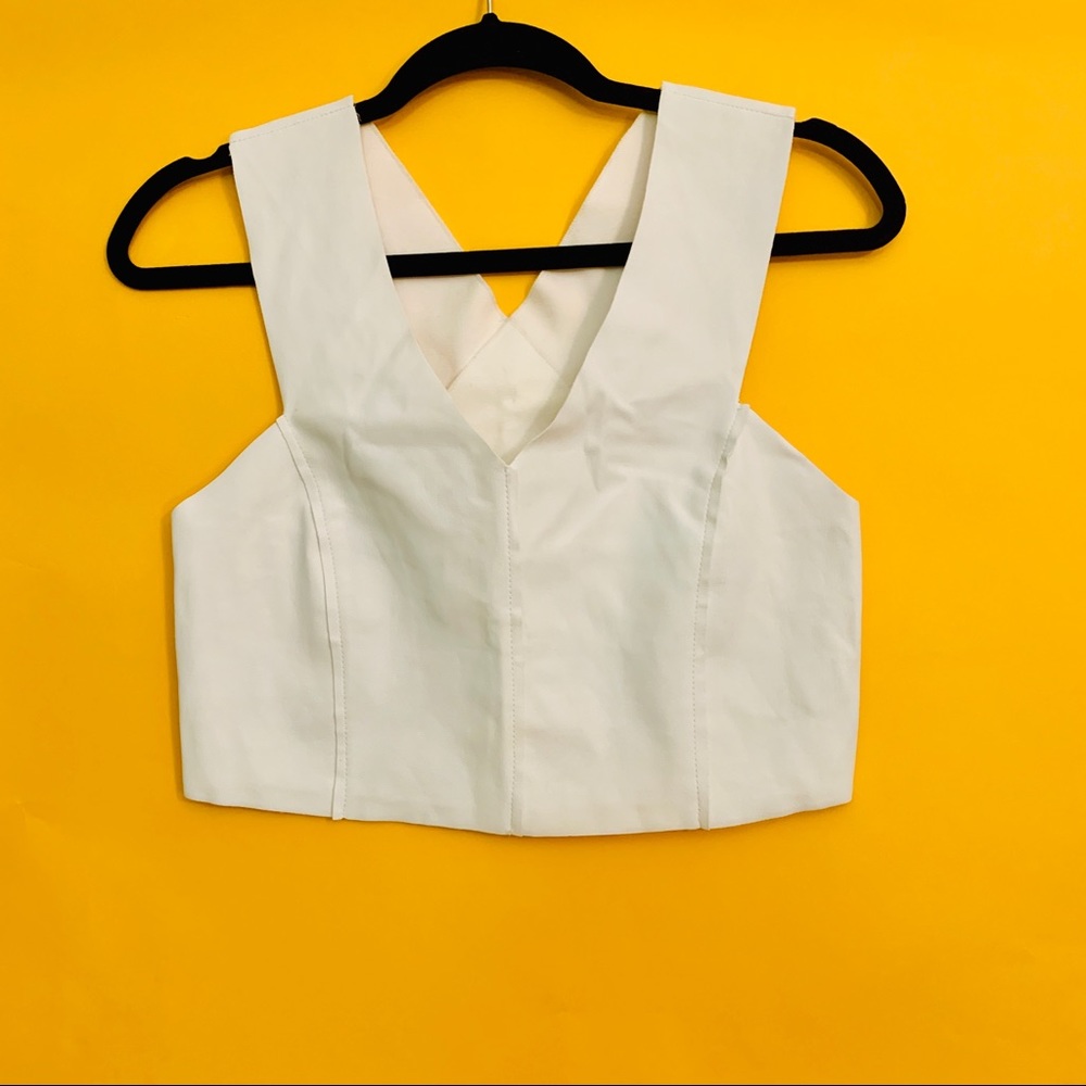 Zara White Leather Crop Top